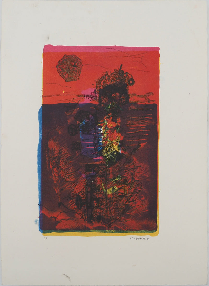 Jean-Pierre VIELFAURE : Mécanisme absrait, Lithographie originale signée