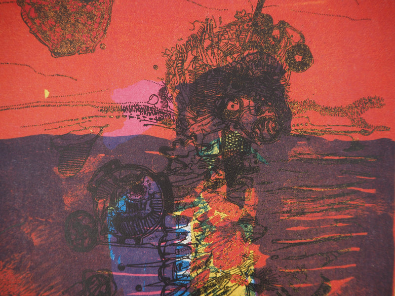 Jean-Pierre VIELFAURE : Mécanisme absrait, Lithographie originale signée