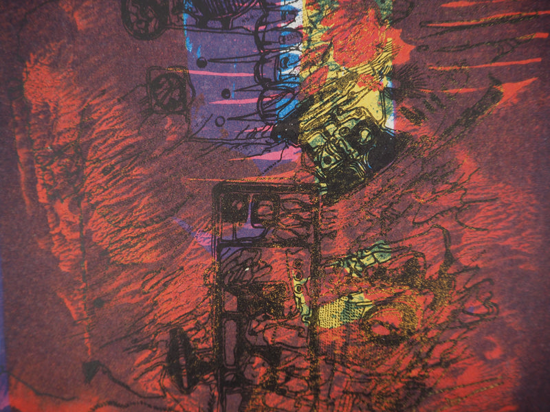 Jean-Pierre VIELFAURE : Mécanisme absrait, Lithographie originale signée