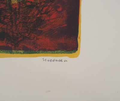 Jean-Pierre VIELFAURE : Mécanisme absrait, Lithographie originale signée