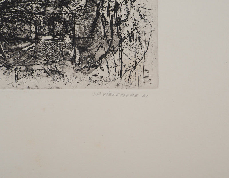 Jean-Pierre VIELFAURE : Chaos intérieur, Gravure originale signée
