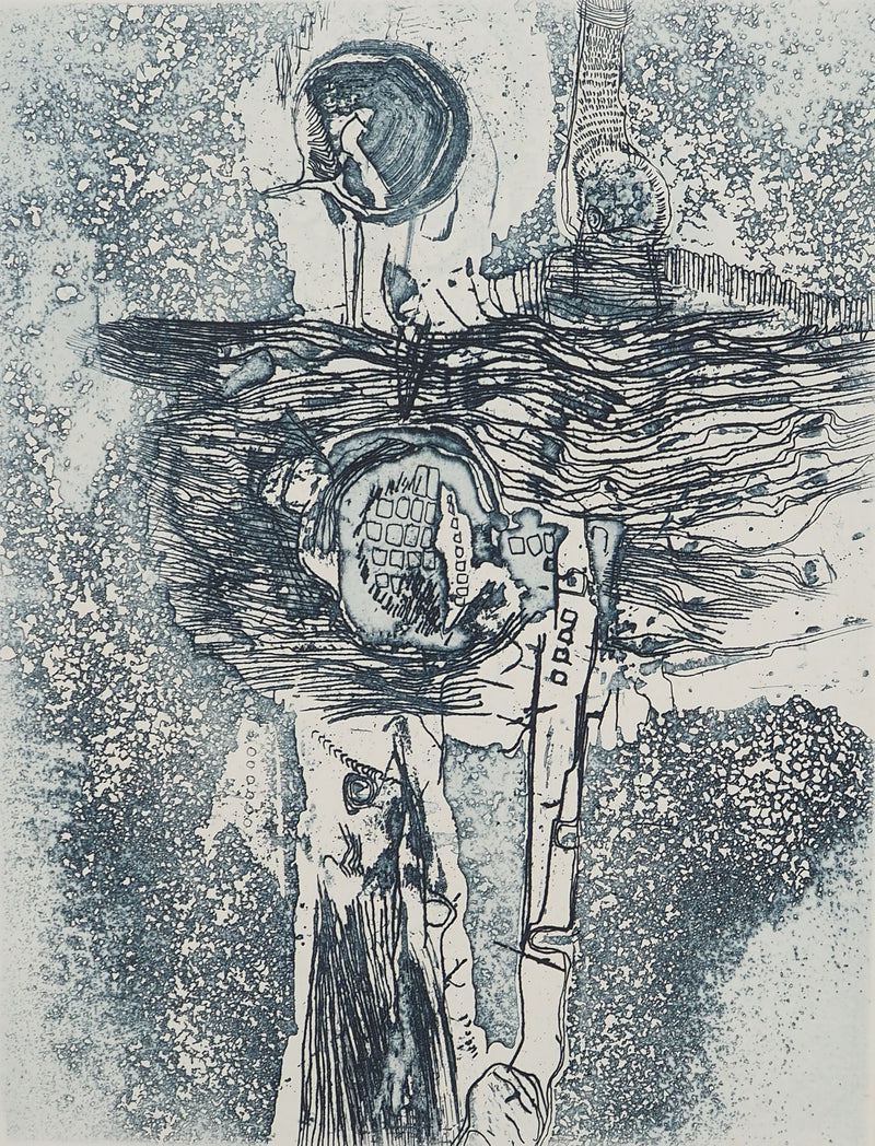 Jean-Pierre VIELFAURE : Figure robotique, Gravure originale signée