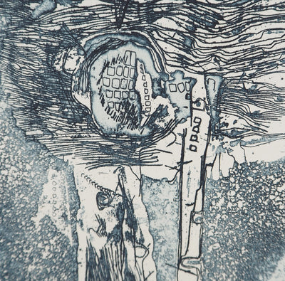 Jean-Pierre VIELFAURE : Figure robotique, Gravure originale signée