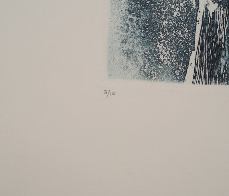 Jean-Pierre VIELFAURE : Figure robotique, Gravure originale signée
