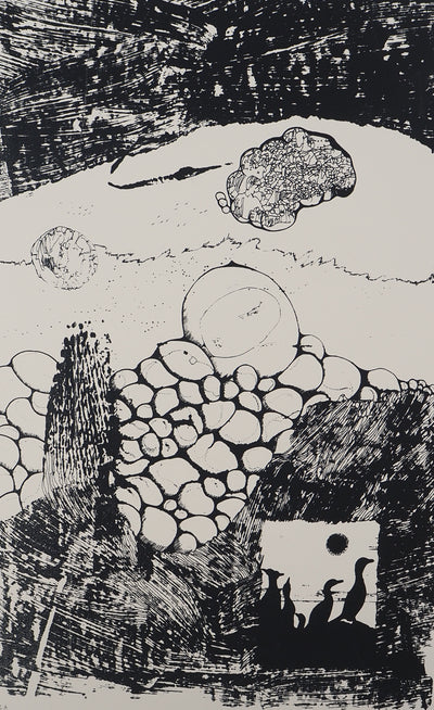 Jean-Pierre VIELFAURE : Composition aux pingouins, Sérigraphie originale signée