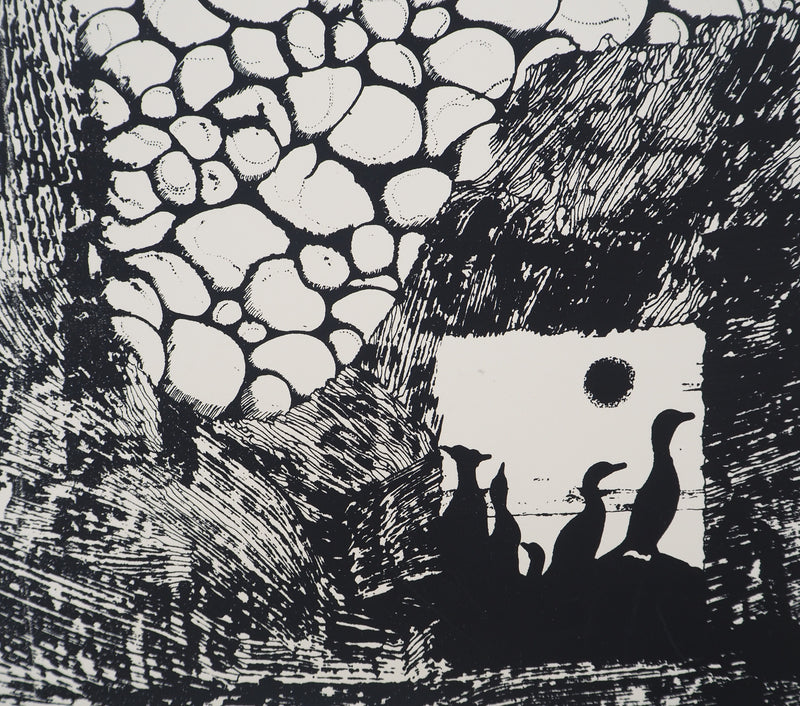Jean-Pierre VIELFAURE : Composition aux pingouins, Sérigraphie originale signée