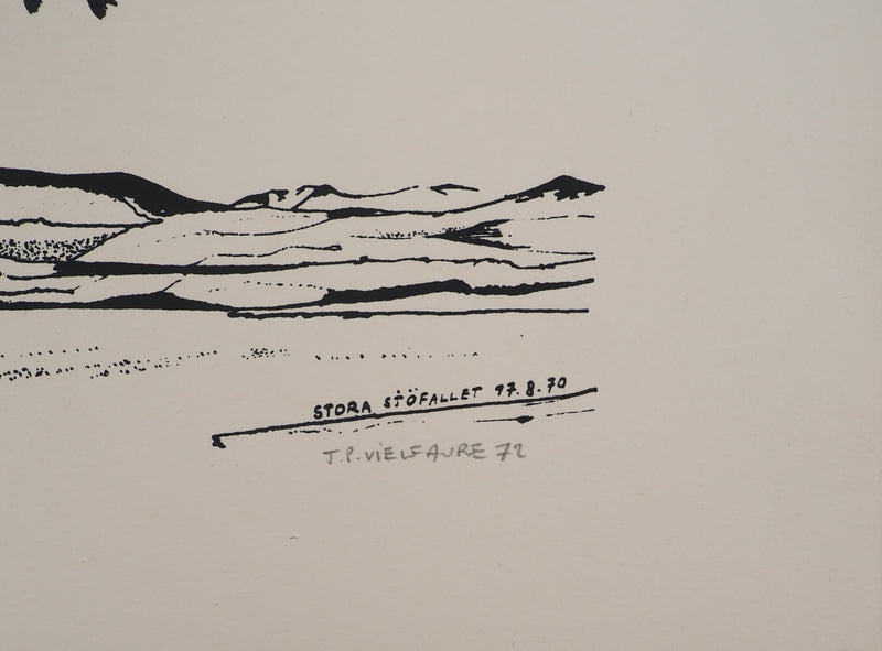 Jean-Pierre VIELFAURE : Composition abstraite au poisson, Sérigraphie originale signée