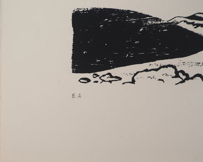 Jean-Pierre VIELFAURE : Composition abstraite au poisson, Sérigraphie originale signée