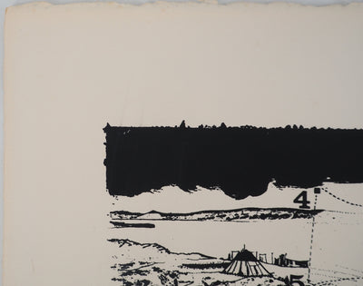 Jean-Pierre VIELFAURE : Composition abstraite au poisson, Sérigraphie originale signée