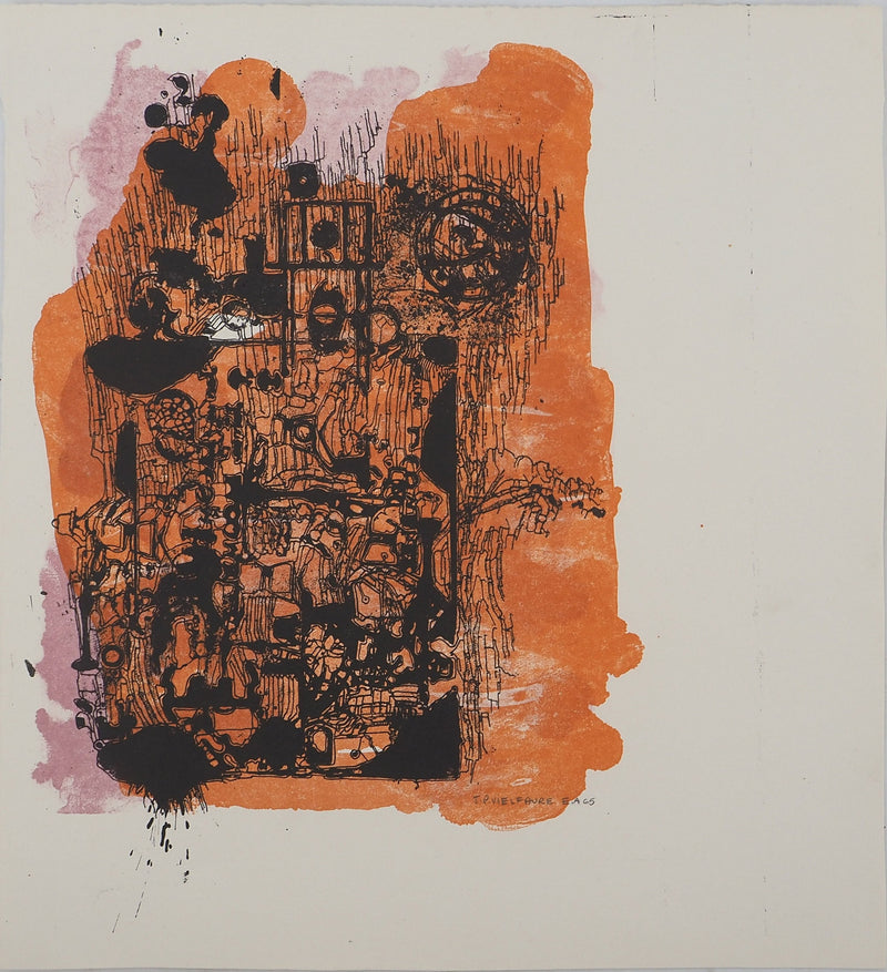 Jean-Pierre VIELFAURE : Structure abstraite, Lithographie originale signée