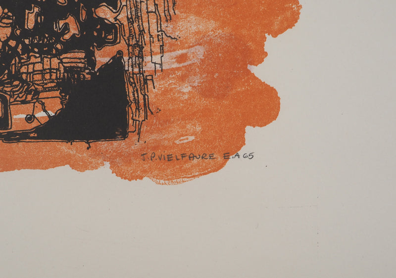 Jean-Pierre VIELFAURE : Structure abstraite, Lithographie originale signée
