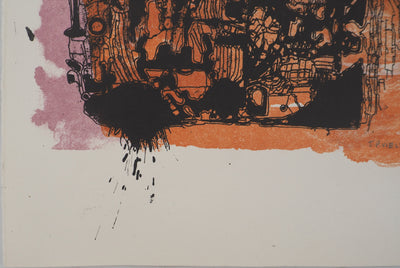 Jean-Pierre VIELFAURE : Structure abstraite, Lithographie originale signée