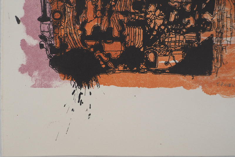 Jean-Pierre VIELFAURE : Structure abstraite, Lithographie originale signée