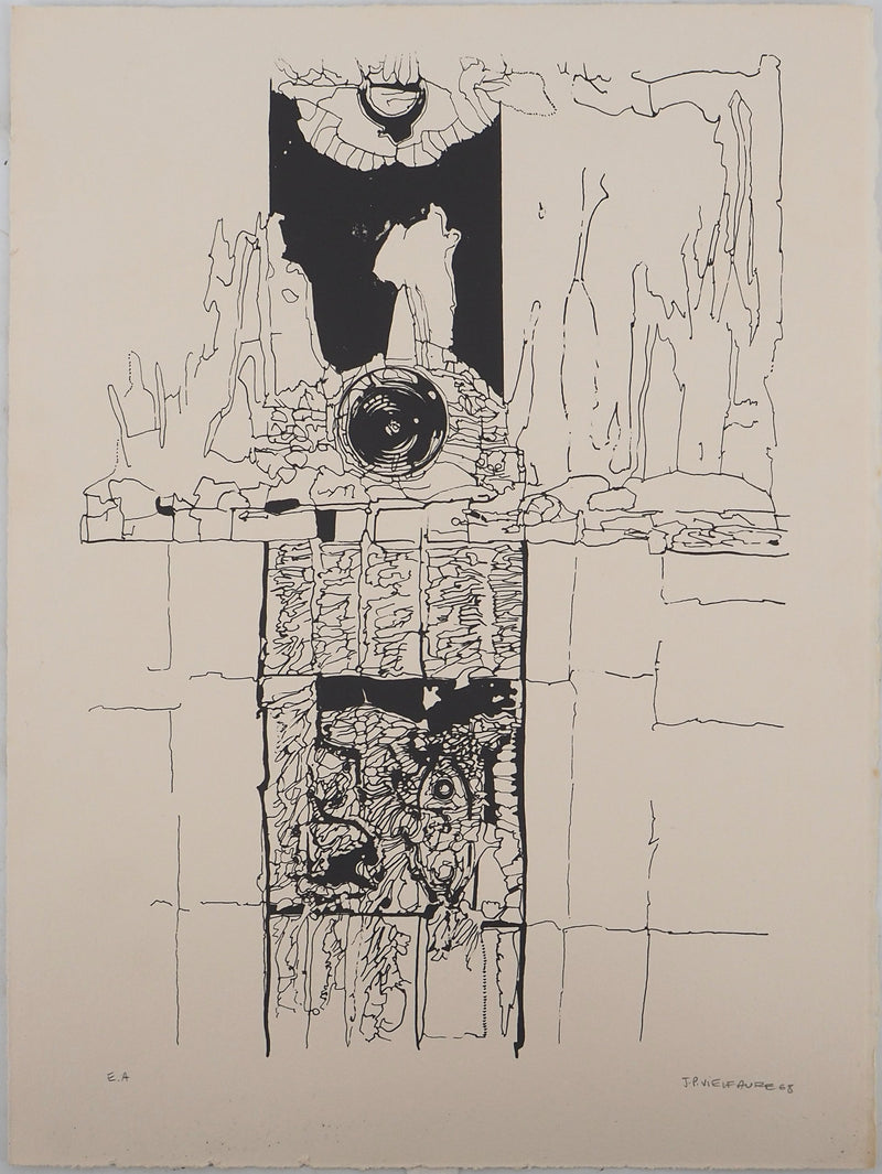 Jean-Pierre VIELFAURE : Paysage désertique, Sérigraphie originale signée