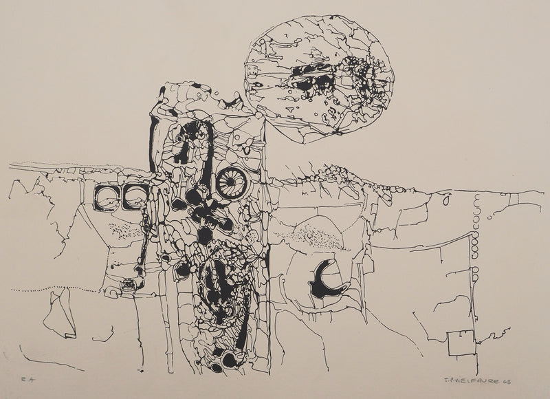 Jean-Pierre VIELFAURE : Paysage abstrait, Sérigraphie originale signée