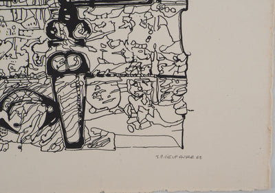 Jean-Pierre VIELFAURE : Entre les murs, Sérigraphie originale signée