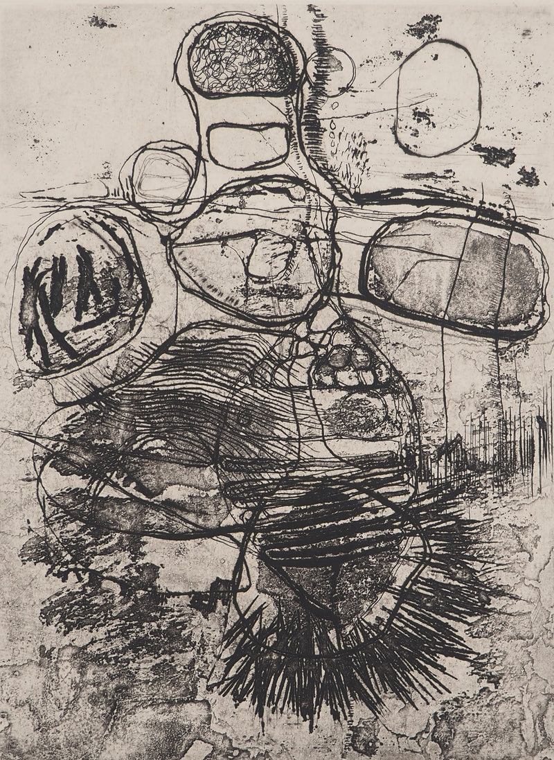Jean-Pierre VIELFAURE : Figure abstraite, Gravure originale signée