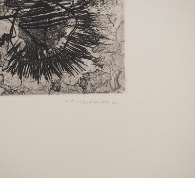 Jean-Pierre VIELFAURE : Figure abstraite, Gravure originale signée