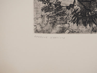 Jean-Pierre VIELFAURE : Figure abstraite, Gravure originale signée