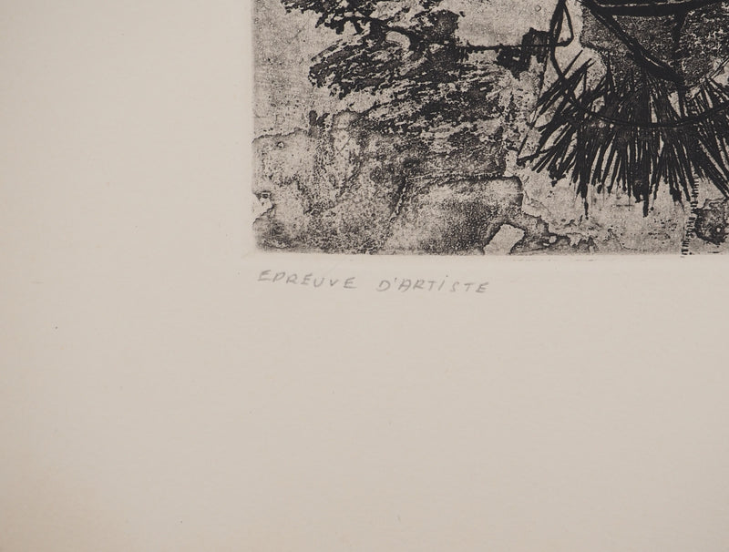 Jean-Pierre VIELFAURE : Figure abstraite, Gravure originale signée