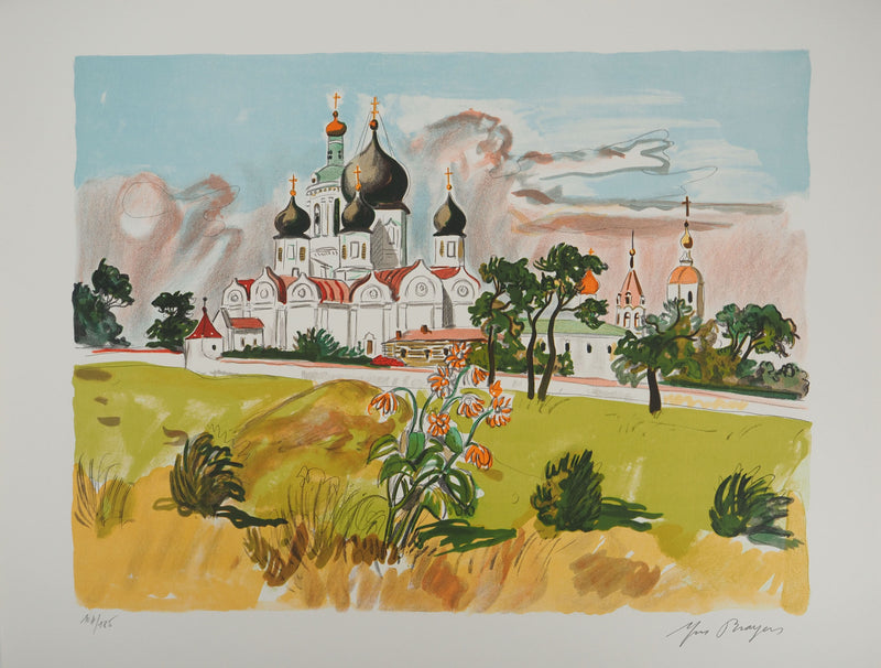 Yves BRAYER : Eglise orthodoxe en Russie, Lithographie originale signée