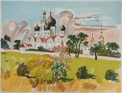 Yves BRAYER : Eglise orthodoxe en Russie, Lithographie originale signée