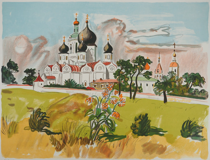Yves BRAYER : Eglise orthodoxe en Russie, Lithographie originale signée