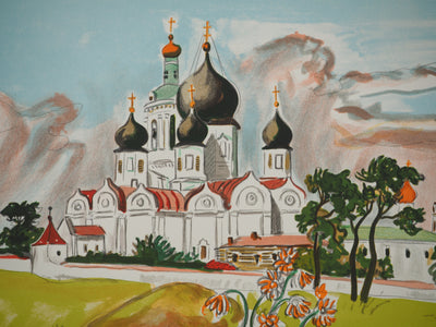 Yves BRAYER : Eglise orthodoxe en Russie, Lithographie originale signée