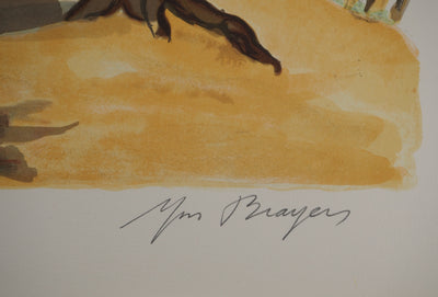 Yves BRAYER : Village rustique en Russie, Lithographie originale signée