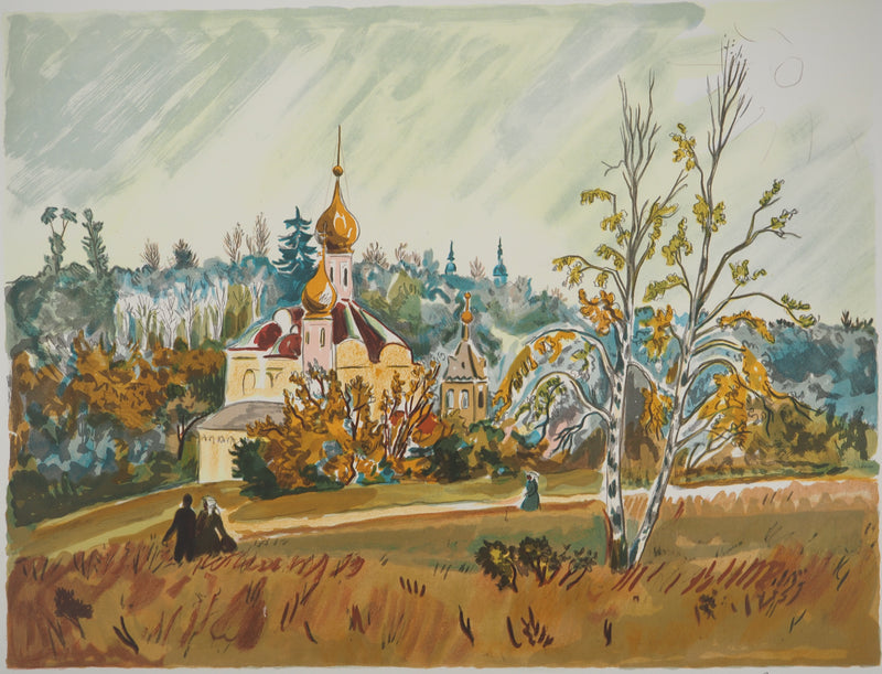 Yves BRAYER : L’automne doré russe, Lithographie originale signée