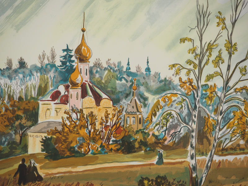 Yves BRAYER : L’automne doré russe, Lithographie originale signée
