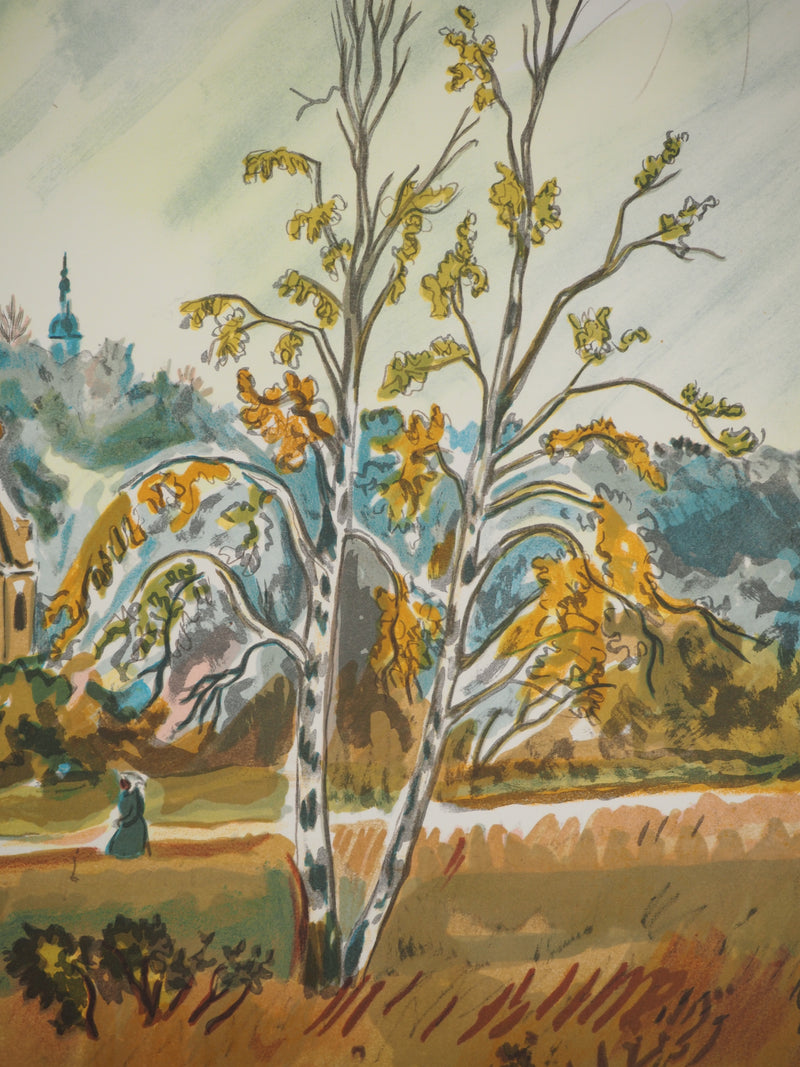 Yves BRAYER : L’automne doré russe, Lithographie originale signée