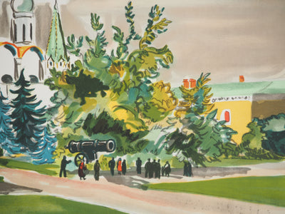 Yves BRAYER : Moscou, les jardins du Kremlin, Lithographie originale signée