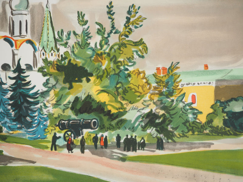 Yves BRAYER : Moscou, les jardins du Kremlin, Lithographie originale signée