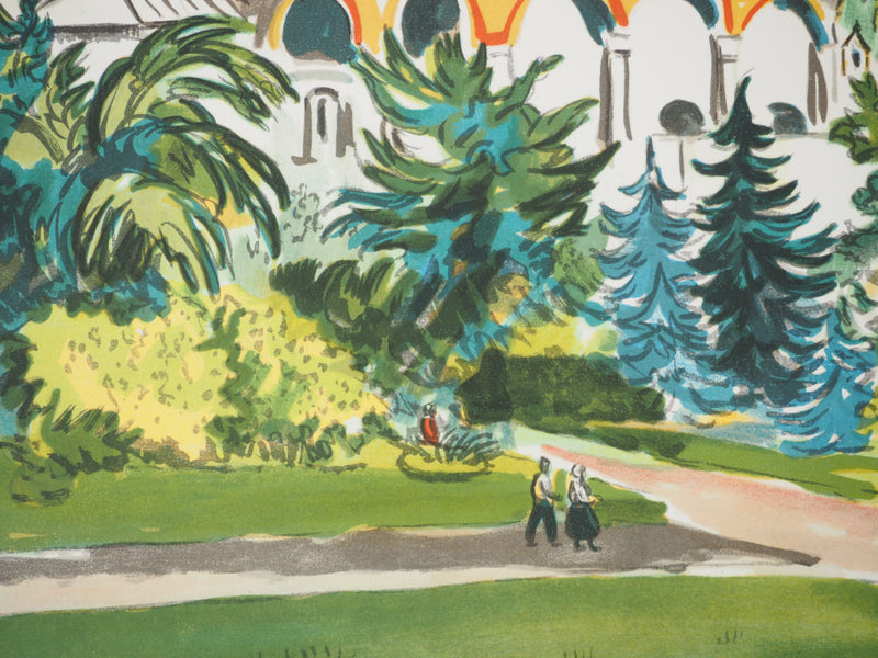 Yves BRAYER : Moscou, les jardins du Kremlin, Lithographie originale signée