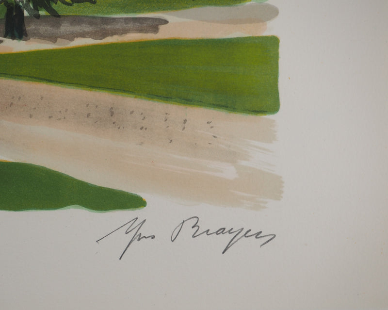 Yves BRAYER : Moscou, les jardins du Kremlin, Lithographie originale signée