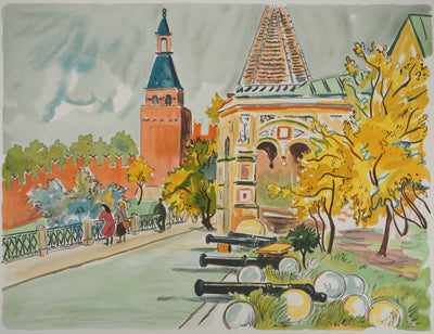 Yves BRAYER : Architecture russe, Lithographie originale signée