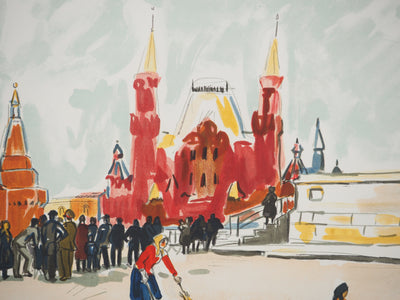 Yves BRAYER : La Place Rouge à Moscou, Lithographie originale signée