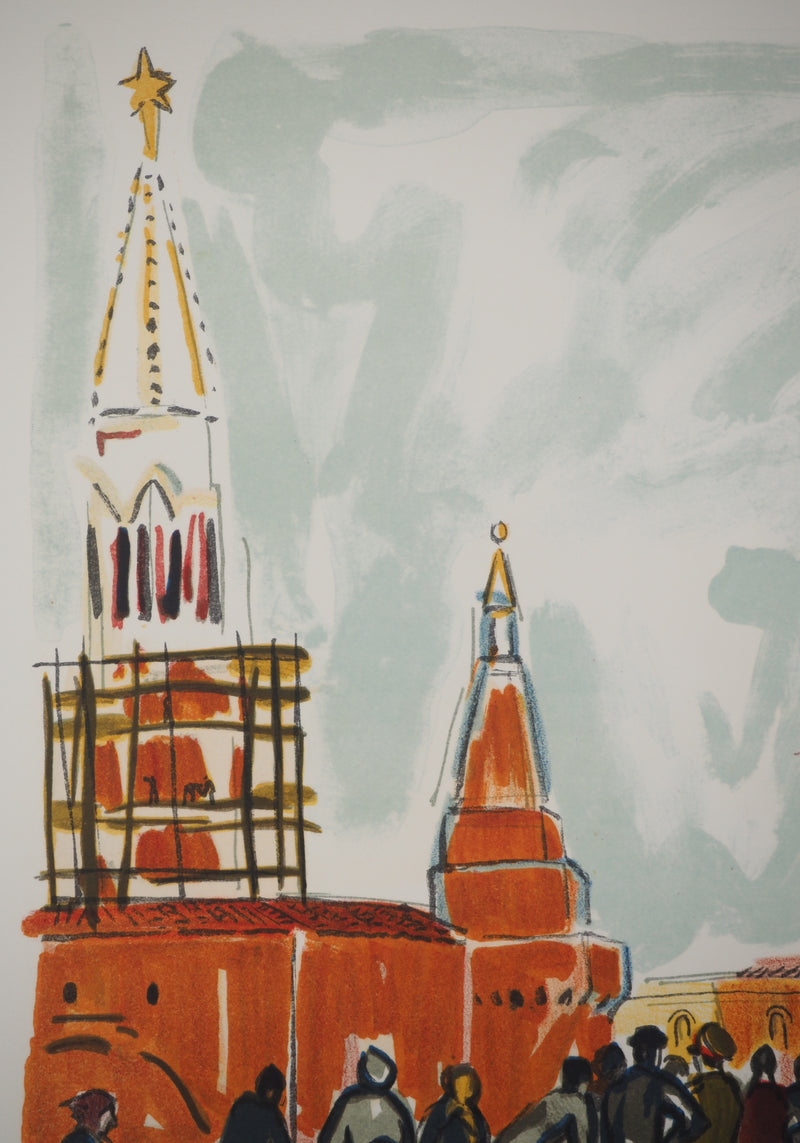 Yves BRAYER : La Place Rouge à Moscou, Lithographie originale signée