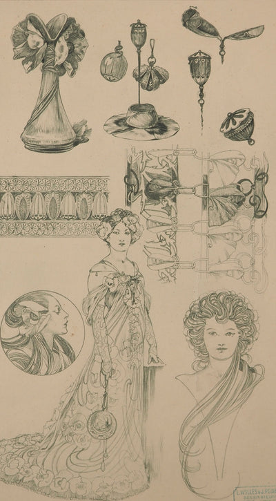 Alphonse MUCHA : Féminité aux fleurs, Lithographie originale