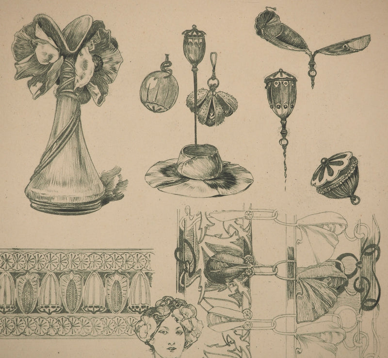 Alphonse MUCHA : Féminité aux fleurs, Lithographie originale