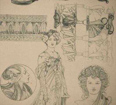 Alphonse MUCHA : Féminité aux fleurs, Lithographie originale