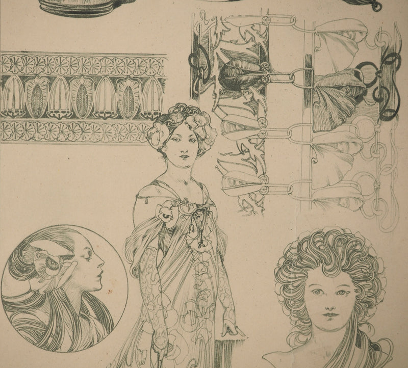Alphonse MUCHA : Féminité aux fleurs, Lithographie originale