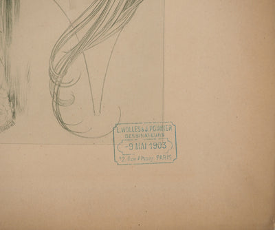 Alphonse MUCHA : Féminité aux fleurs, Lithographie originale