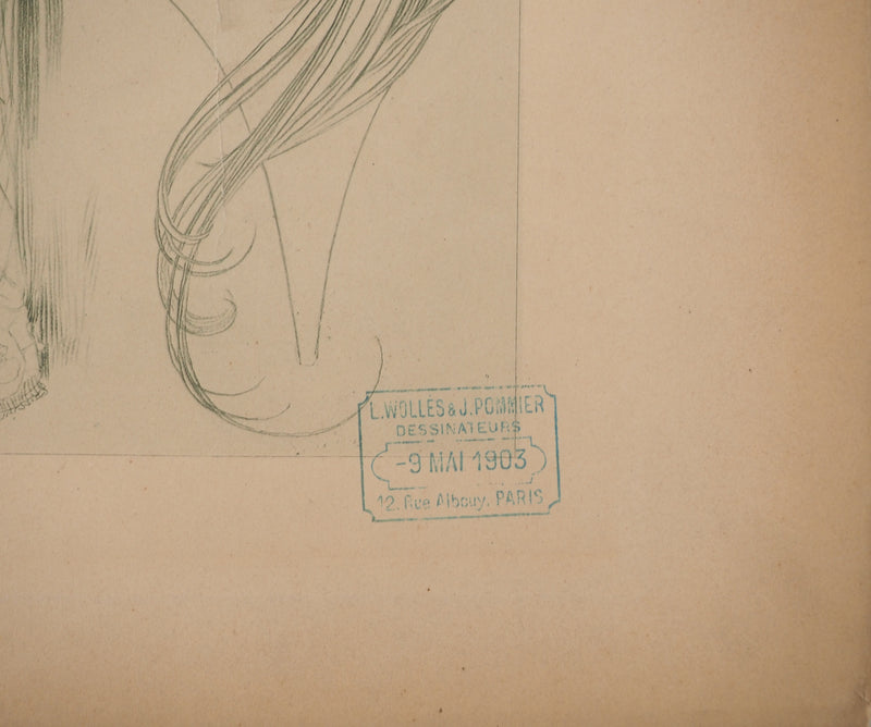 Alphonse MUCHA : Féminité aux fleurs, Lithographie originale
