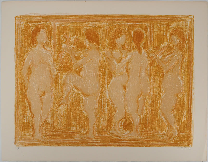 AF André COTTAVOZ, Jubilant crowd, circa 1976, Original lithograph, signed