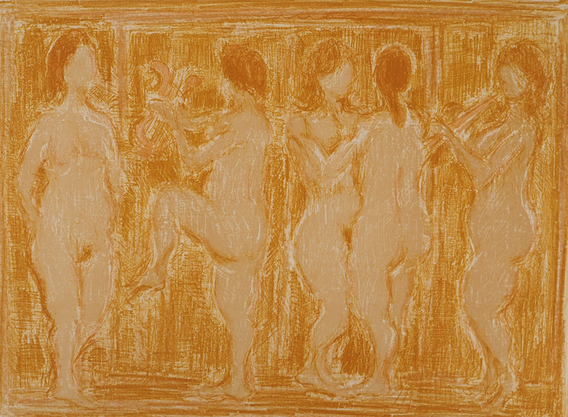 AF André COTTAVOZ, Jubilant crowd, circa 1976, Original lithograph, signed