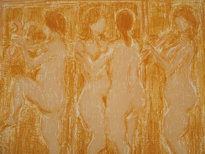 AF André COTTAVOZ, Jubilant crowd, circa 1976, Original lithograph, signed