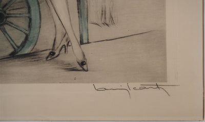 Louis ICART : La marchande de fleurs à Paris, Gravure originale signée