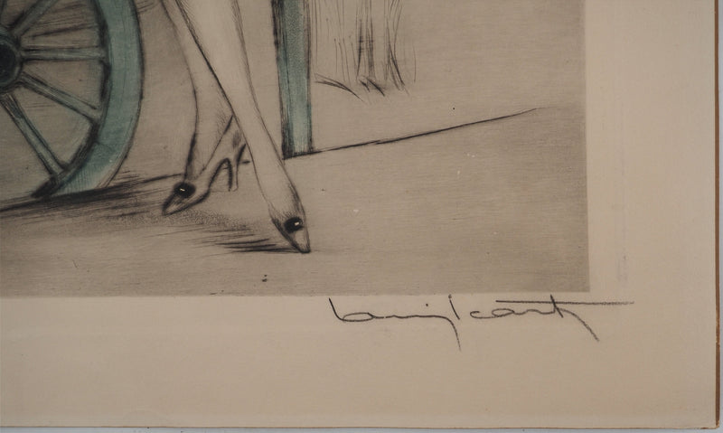Louis ICART : La marchande de fleurs à Paris, Gravure originale signée